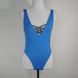 Nike Pacific Blue Sneakerkini U-Back High Cut One Piece Swimsuit Size Medium NWT